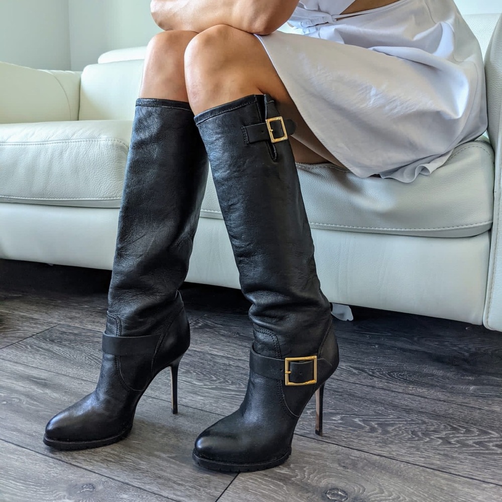Jimmy Choo Leather Stiletto Heel Boots